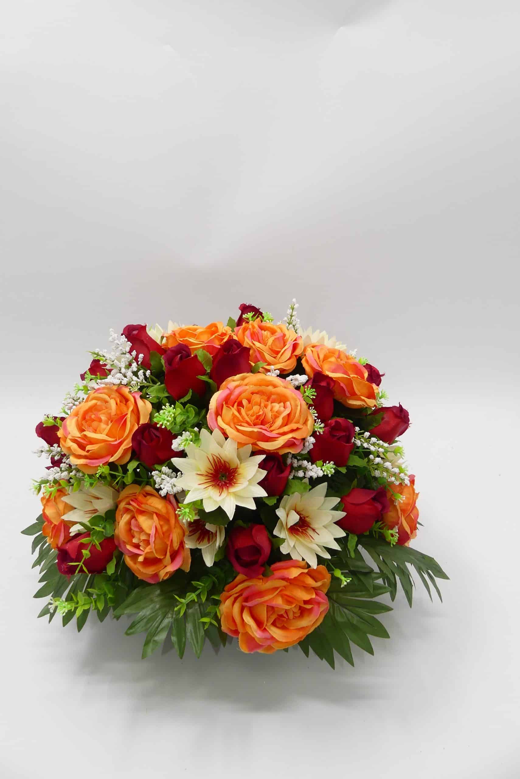 COMPO PIVOINES ROSES LOTUS saumon - Cesar fleurs