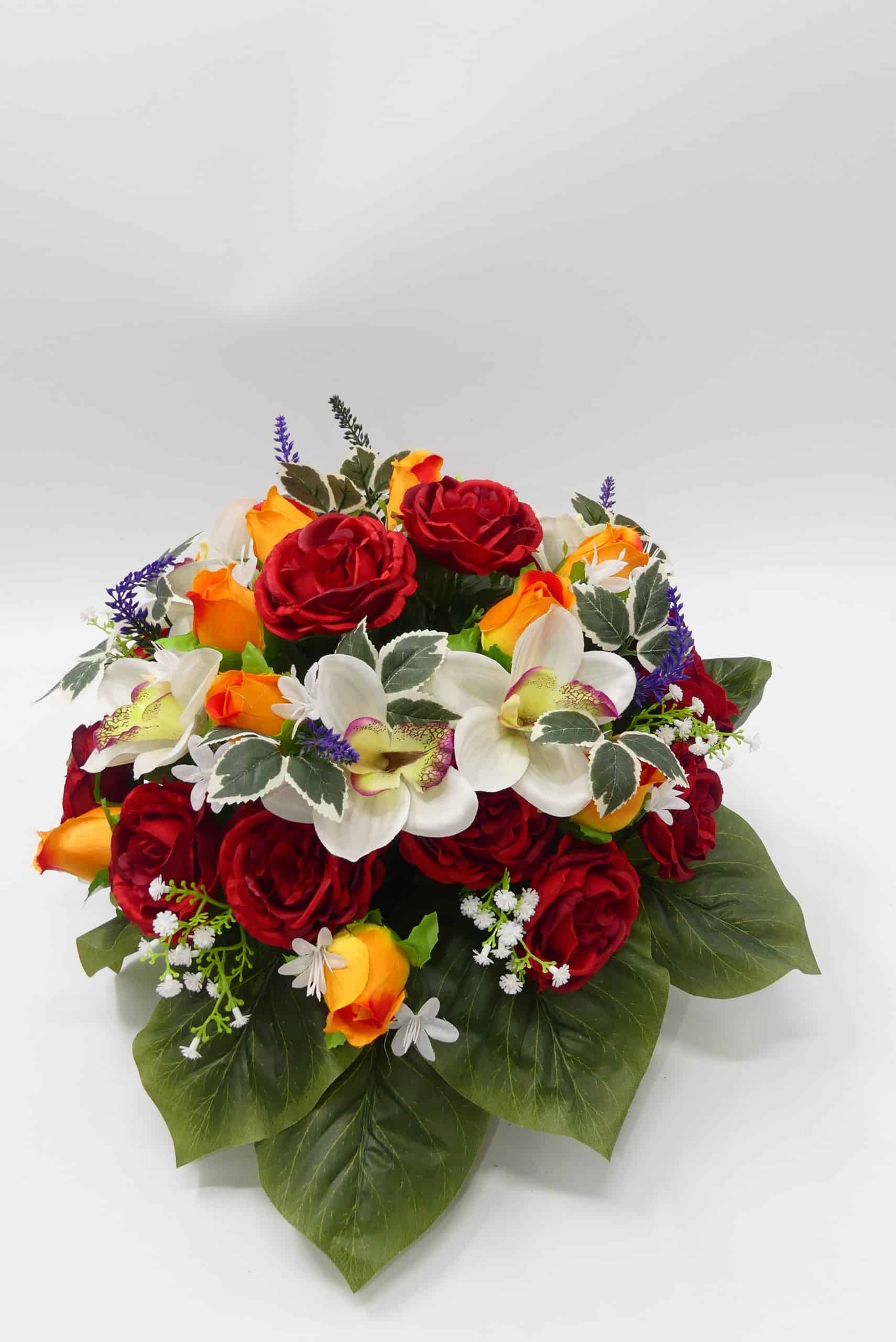 COMPO PIVOINES ROSES ORCHIDEES rouge - Cesar fleurs