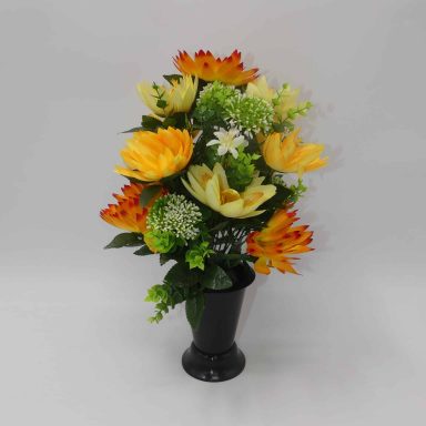 CONE FLEURS DE LOTUS ET GRAMINEES orange
