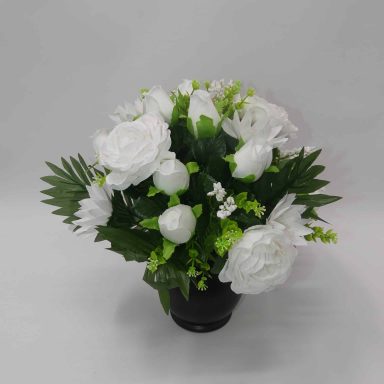 VASE PIVOINES ROSES LOTUS blanc