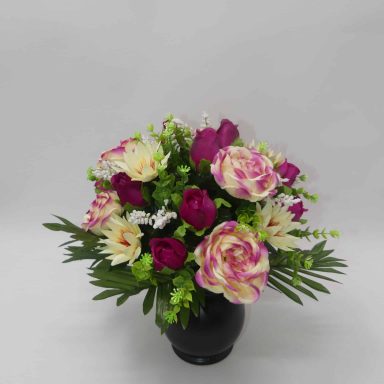 VASE PIVOINES ROSES LOTUS rose