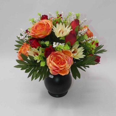 VASE PIVOINES ROSES LOTUS saumon