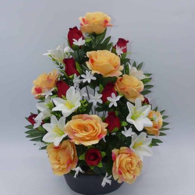 JARDINIERE 25CM  ROSES LYS saumon