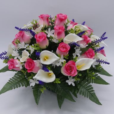 COMPOSITION ROSES ARUMS LAVANDE rose